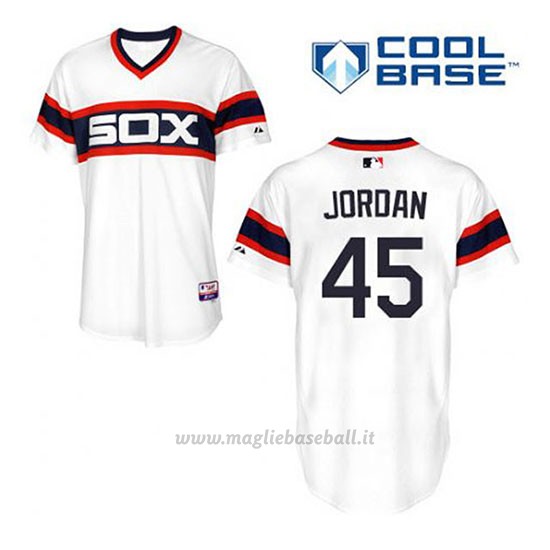 Maglia Baseball Uomo Chicago White Sox Michael Jordan 45 Bianco Alterner Cool Base
